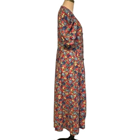 Vintage 90s dress floral print prairie, romantic cottagecore, granny 100% cotton - Picture 14 of 15